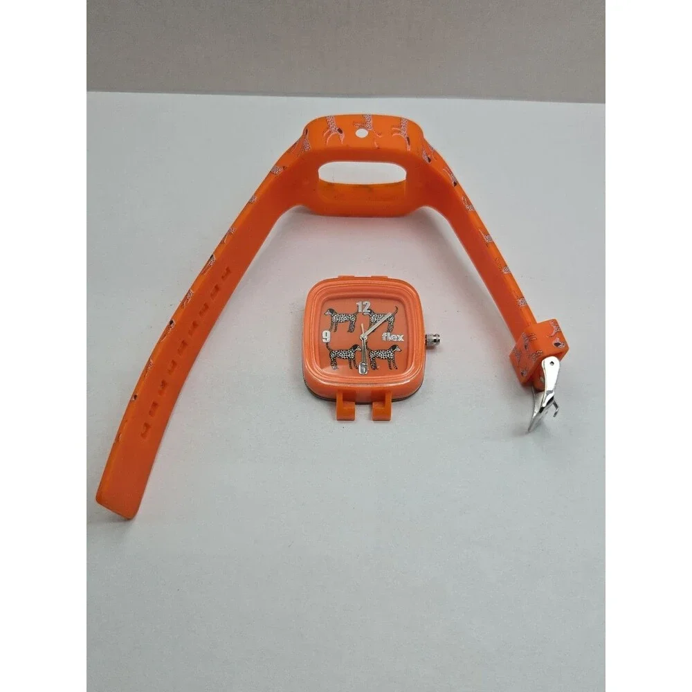 Flex Animal Rescue 2 Dog Dayz Orange Dalmatian Silicone Quartz Watch New Battery